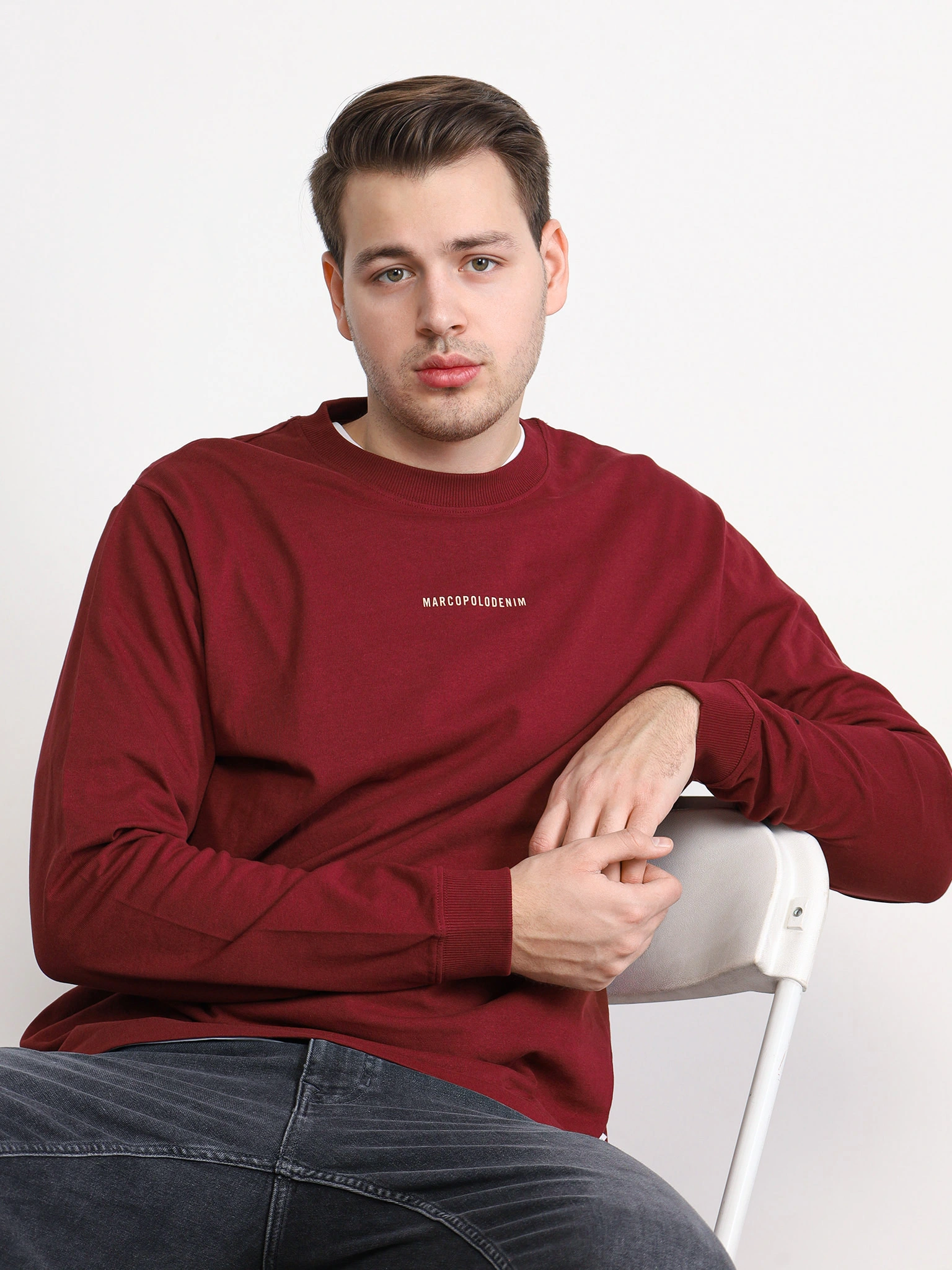 Лонгслив бордового цвета из хлопка 